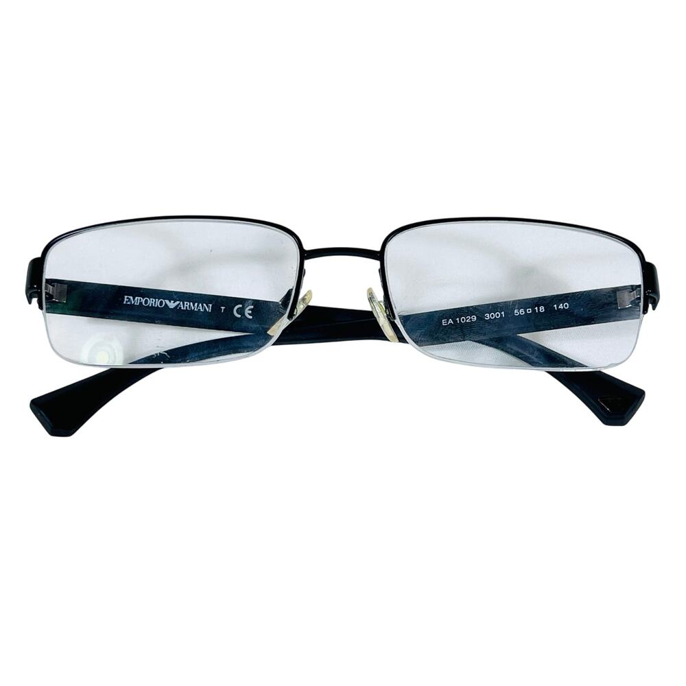 Emporio Armani Half Rim Designer Eyeglasses EA1029 56 18 140 Black Frames Used